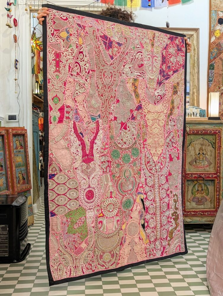 ARAZZO INDIANO FUCSIA ORO E ARGENTO - immagine 3