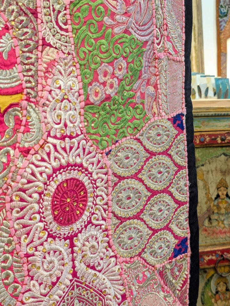 ARAZZO INDIANO FUCSIA ORO E ARGENTO - immagine 5