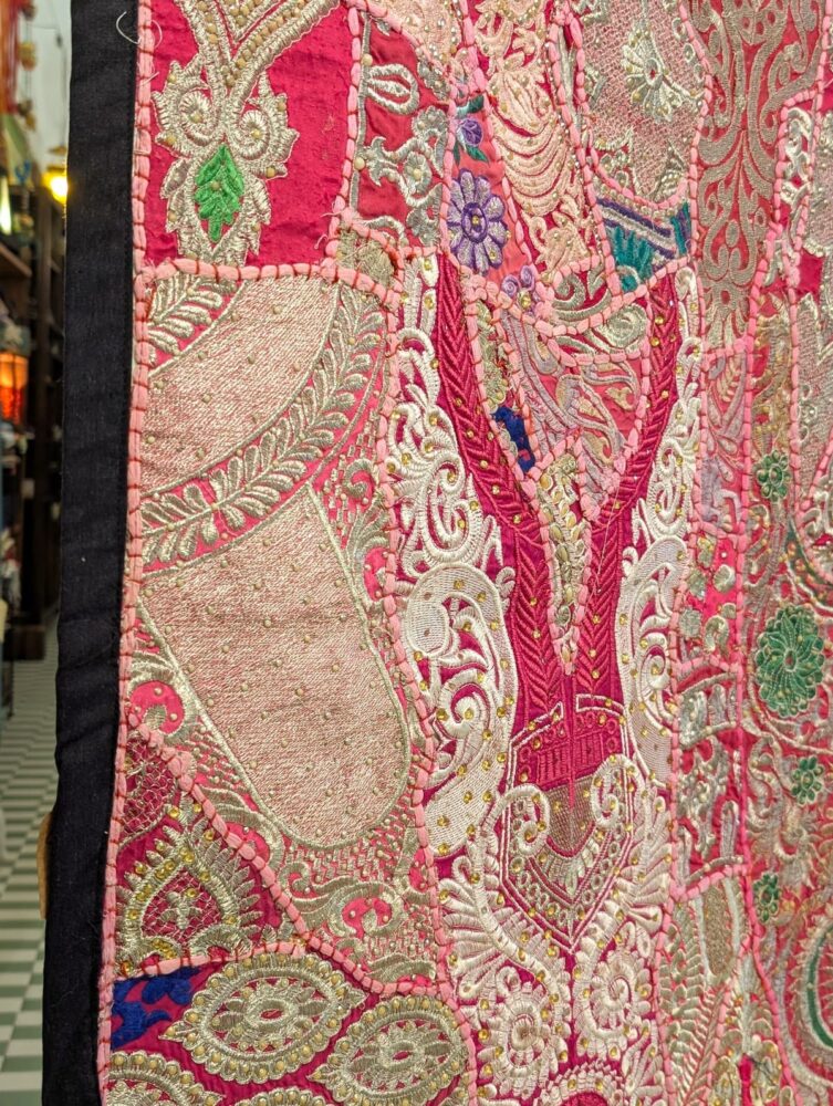 ARAZZO INDIANO FUCSIA ORO E ARGENTO - immagine 4