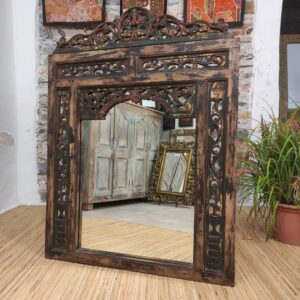 specchio finestra intagliato legno