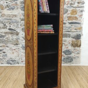 mobiletto indiano a colonna decorato oro e fiori