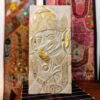 pannello decorativo con Ganesh bianco e oro in legno