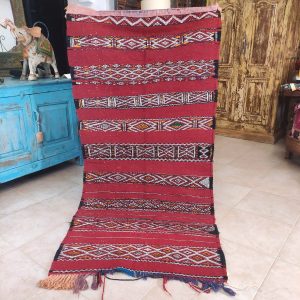 TAPPETO PASSATORIA KILIM ARTIGIANALE ROSSO