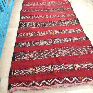 TAPPETO PASSATOIA KILIM ROSSO ARTIGIANALE