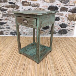 tavolino verde indiano con cassetto