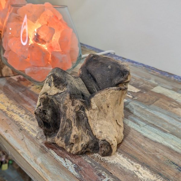 base in legno lampada di sale unica