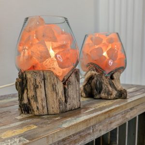 lampada di sale unica legno e vetro