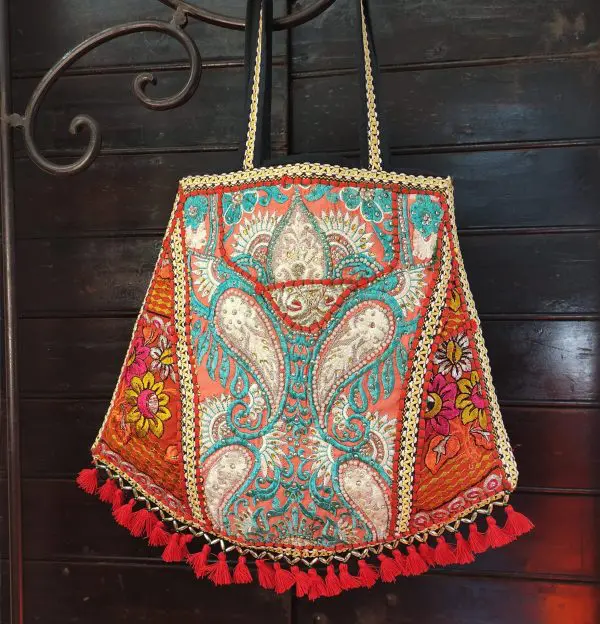 Potli Indiana In Seta Nera E Oro Ricamata A Mano – Borsa A Sacchetto Per Matrimoni, Feste, Regalo Donna, 23x24 Cm