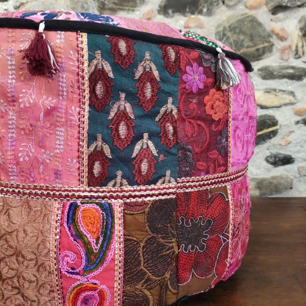 POUF INDIANO RICAMATO PATCHWORK - immagine 9