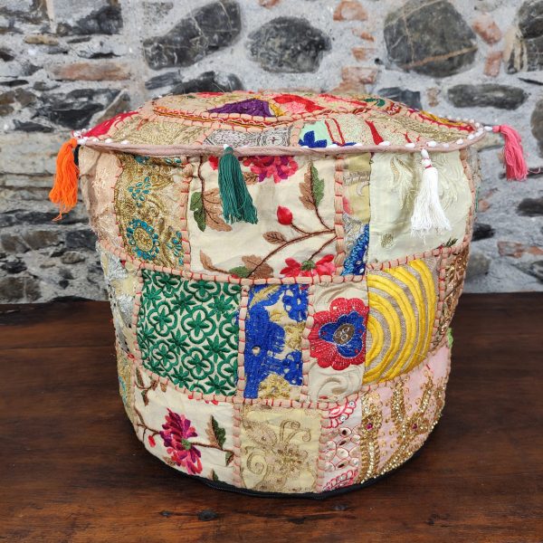 POUF INDIANO RICAMATO PATCHWORK - immagine 6