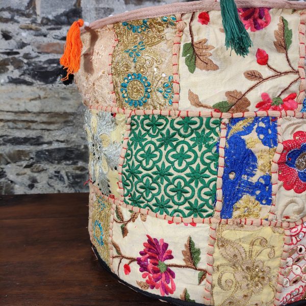 POUF INDIANO RICAMATO PATCHWORK - immagine 5
