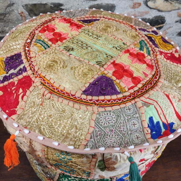 POUF INDIANO RICAMATO PATCHWORK - immagine 4
