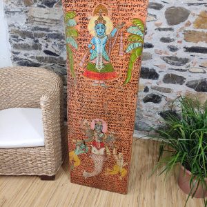 Pannello etnico decorativo indiano con Ganesh e divinità dipinto a mano