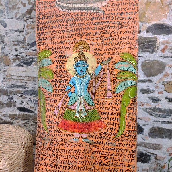 Pannello etnico decorativo indiano con Ganesh e divinità dipinto a mano