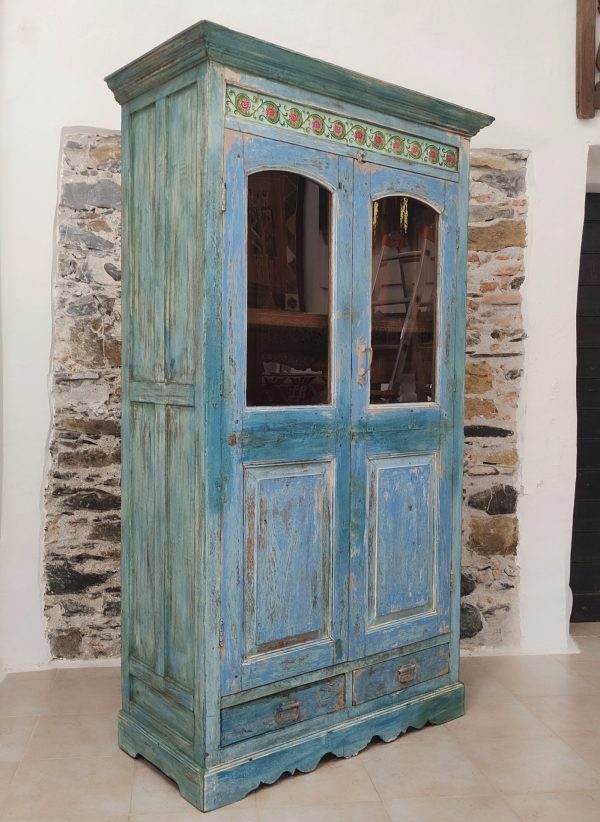 credenza indiana a vetri laterale