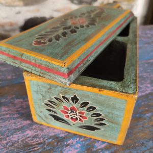 portagioie turchese indiano con fiori dipinti a mano