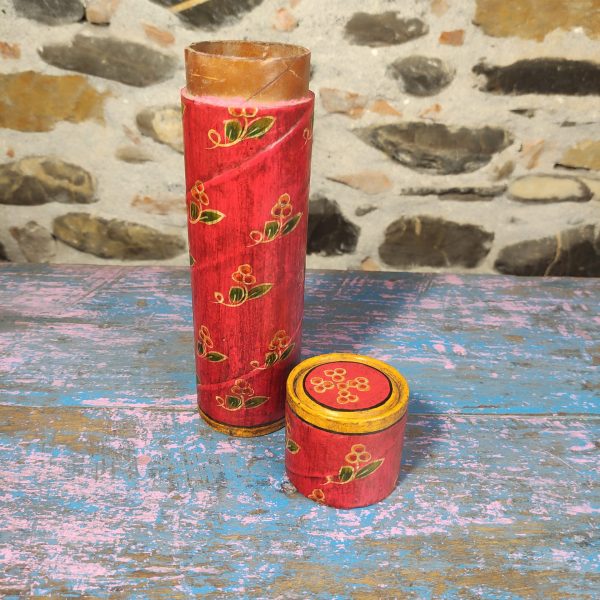 tubo contenitore vintage indiano rosso