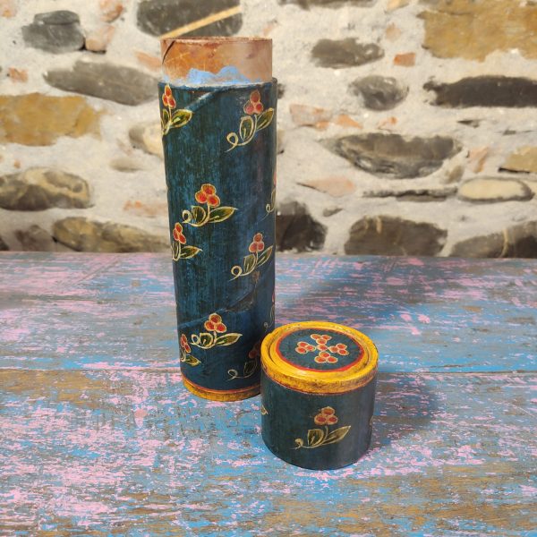tubo contenitore vintage indiano blu