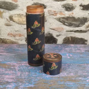 tubo contenitore vintage indiano blu scuro