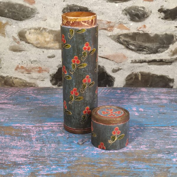 tubo contenitore vintage indiano azzurro