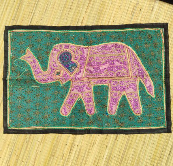 arazzo indiano elefante rosa ricamato