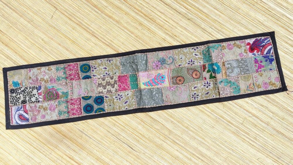 arazzo indiano runner lavorazione patchwork ricamato 150 cm