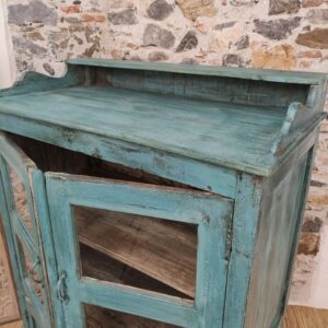 sportelli a vetri di dispensa azzurra indiana vintage