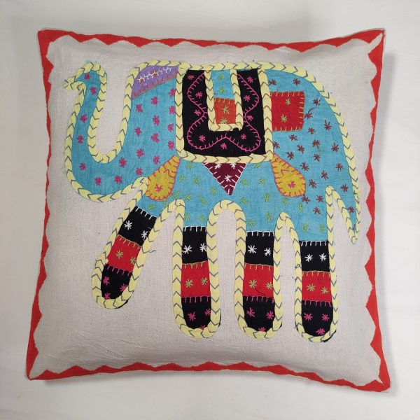 copricuscino elefante patchwork azzurro