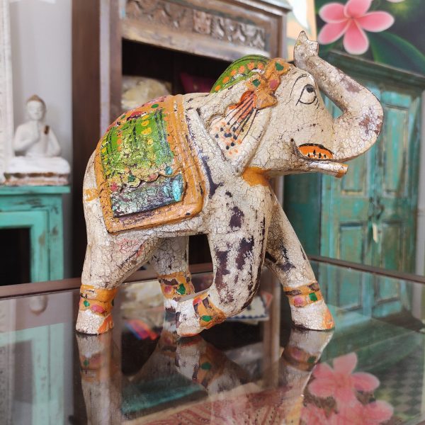 statue elefante in legno dipinta