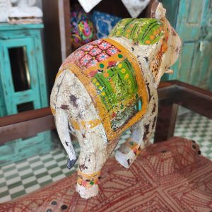Statua elefante in legno colorata