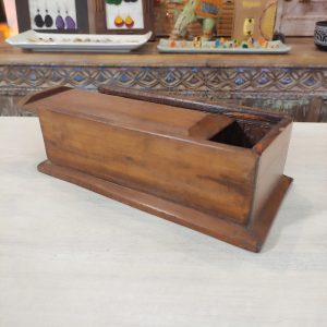 CONTENITORE INDIANO IN LEGNO CON COPERCHIO SCORREVOLE