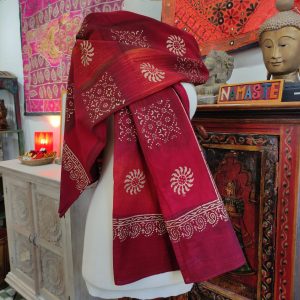 SCIARPA BLOCK PRINT COTONE ROSSA