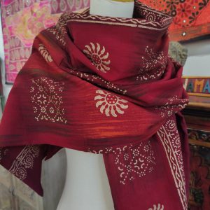 SCIARPA BLOCK PRINT COTONE ROSSA