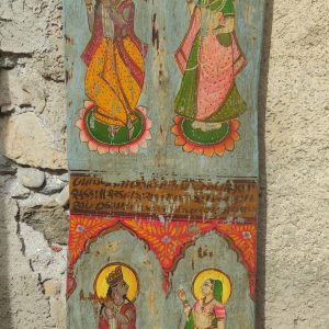 PANNELLO DECORATIVO FIGURE INDIANE DIPINTO A MANO