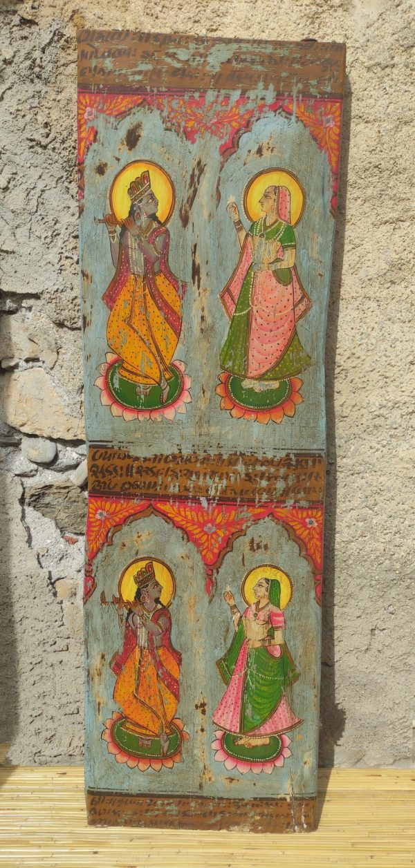 PANNELLO DECORATIVO FIGURE INDIANE DIPINTO A MANO