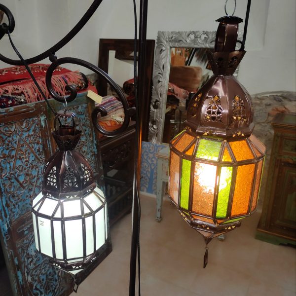 lampadario marocchino metallo e vetro