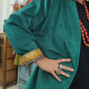 giacca in velluto e sari reversibile