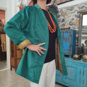 giacca in velluto e sari reversibile