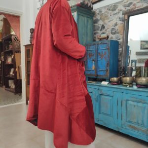 spolverino donna reversibile in velluto rosso e sari