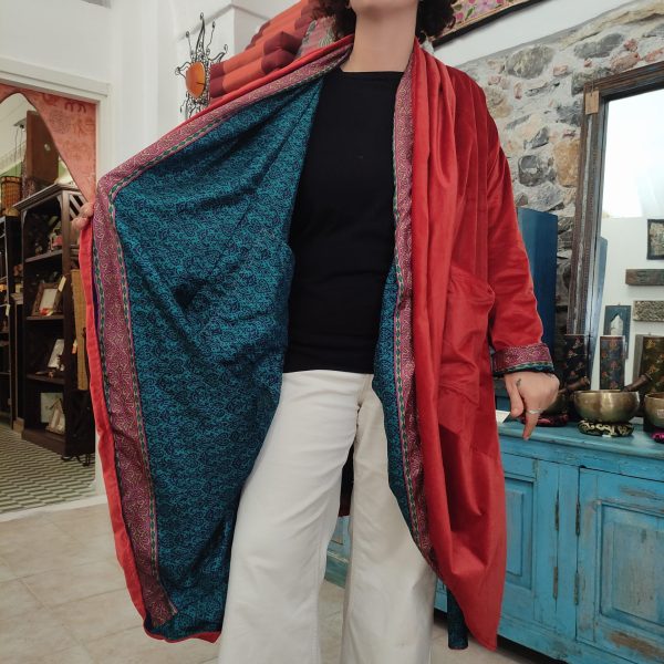 spolverino donna reversibile con fodera in tessuto sari