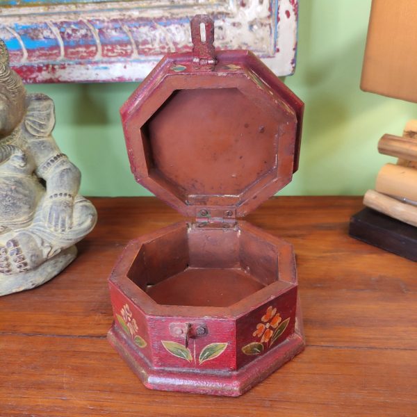portagioie indiano rosso dipinto in legno