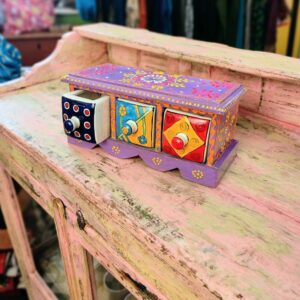 cassettiera da tavolo portagioie viola