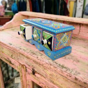 cassettiera portagioie a tre cassetti azzurra