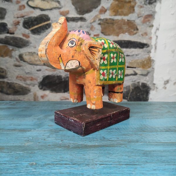 elefante indiano dipinto a mano in legno