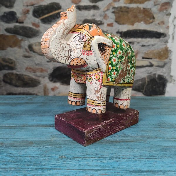 elefante indiano dipinto a mano in legno