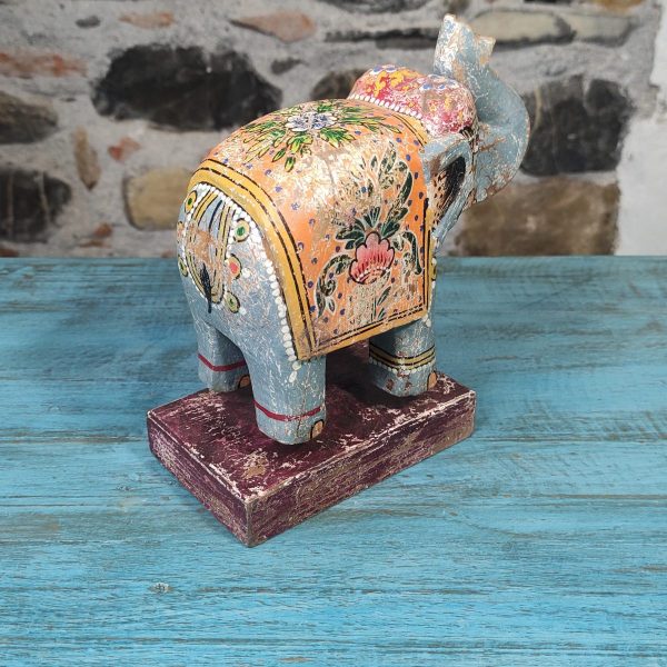 elefante indiano dipinto a mano in legno