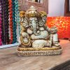 statua ganesh sdraiato color bianco e oro