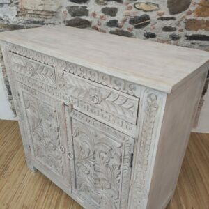 credenza indiana bianca con due cassetti