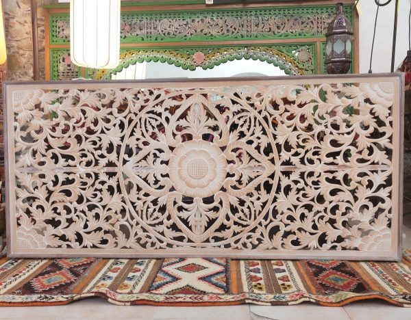 Pannello decorativo indonesiano testiera da letto legno sbiancato