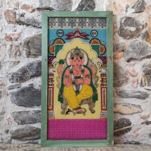Ganesh divinità indiana stampa vintage su vetro